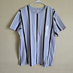 Original Use 100% Cotton Short Sleeve Crew Neck Tee  Vertical Stripes